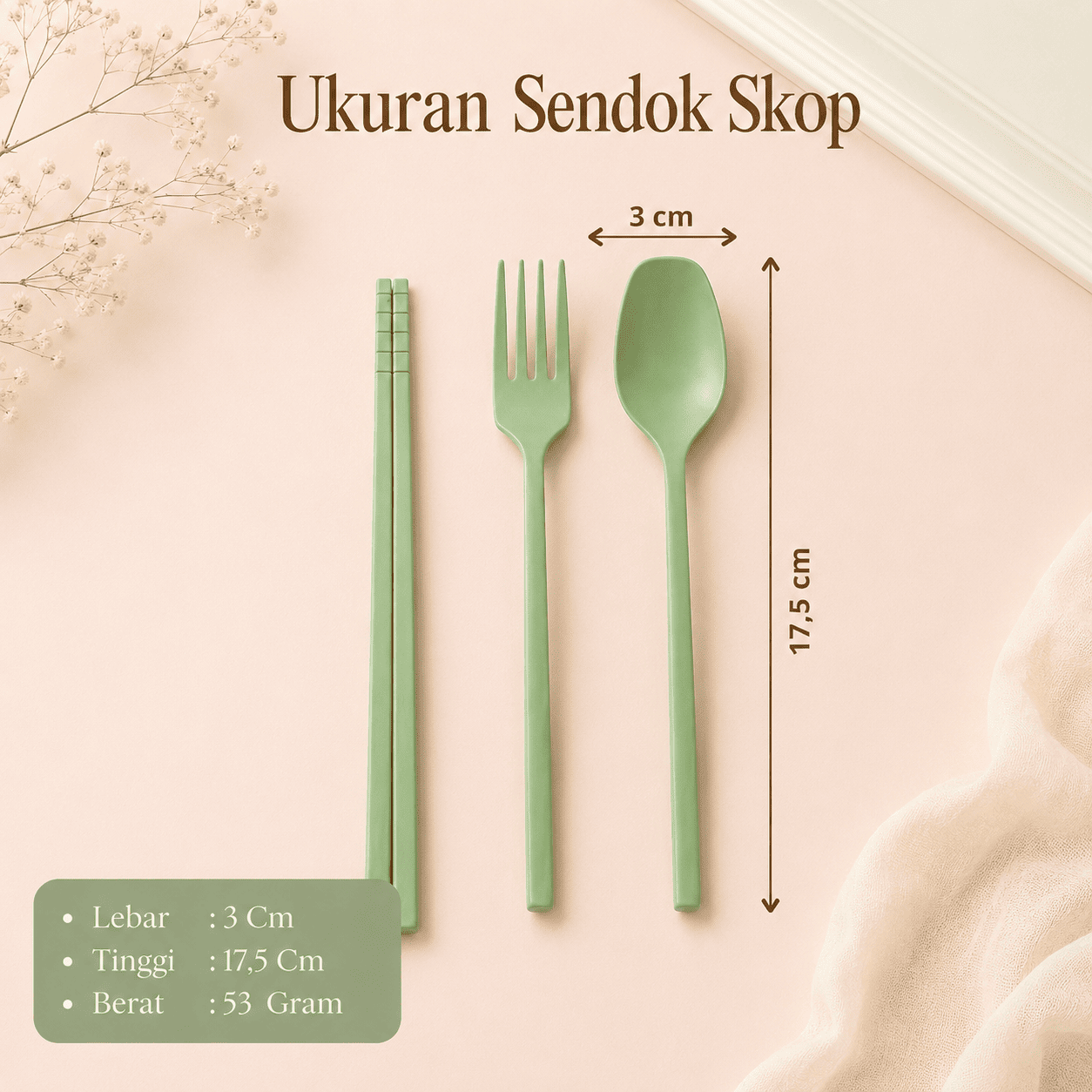 Souvenir Sendok Garpu Sumpit Set - Kemasan Box Pensil - Image 3